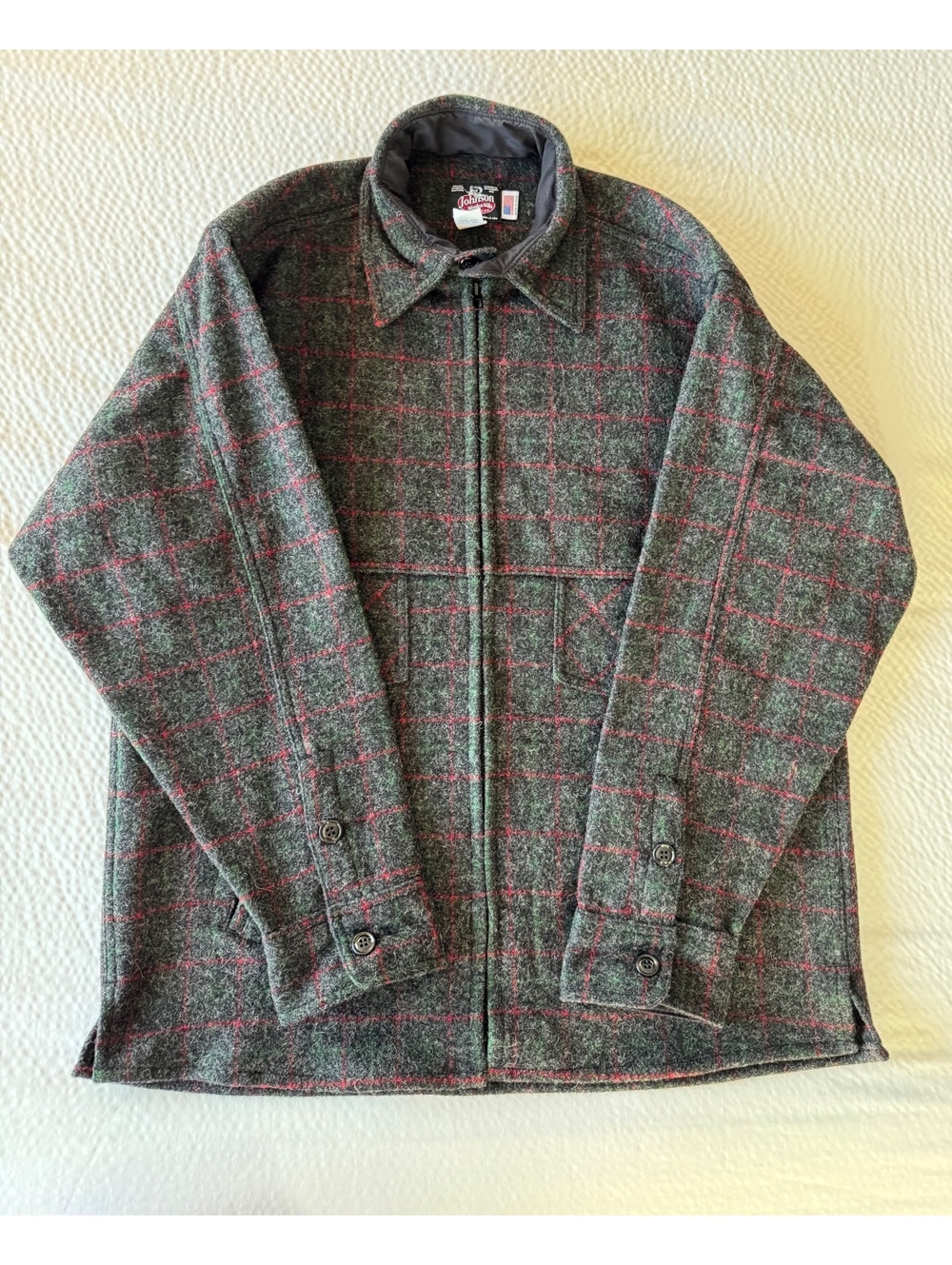Johnson Woolen Mills Adirondack Plaid Wool Blend Jacket Large